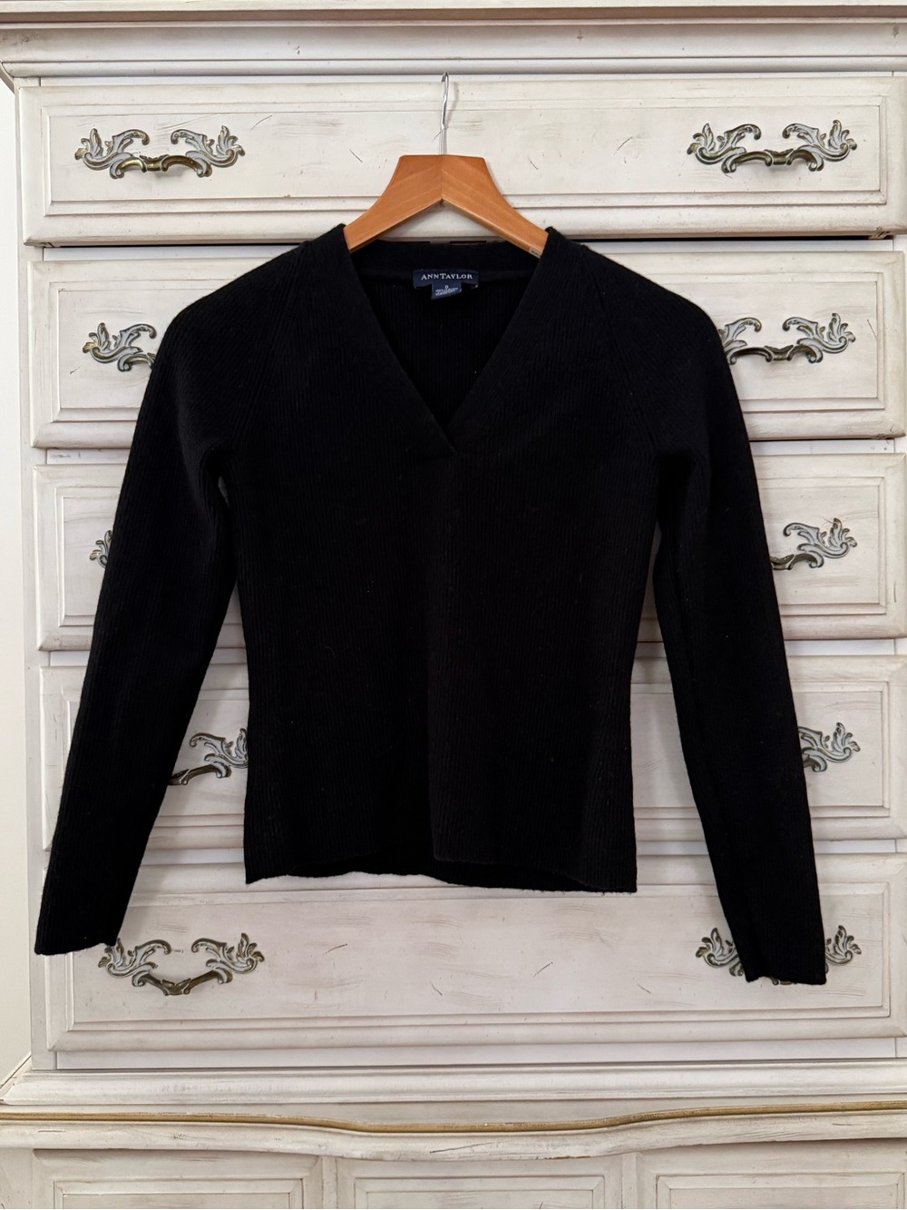 Ann Taylor Black Italian Merino Wool Sweater